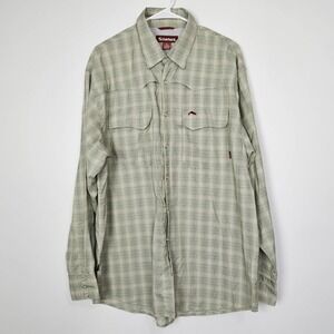 Simms Mens Sz XL Pearl Snap Shirt Long Sleeve Vented Fishing Plaid Western 3xdry